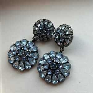 Elegant Blue Crystal Flower Earrings